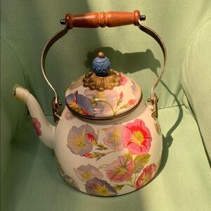 Mackenzie Childs Floral Enamel Teapot with Wooden Handle - 2 qt- William Sonoma